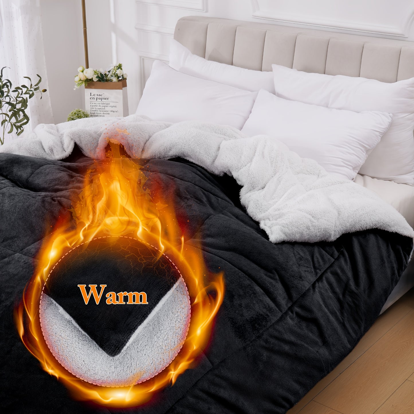 Ultra Breathable Soft Comforter - 1pc Thick Lamb Quilt Double-Sided Box Stitch Solid Color - All Season Cover Quilt for Bedroom Warm Autumn And Winter, Gift, Home Decor