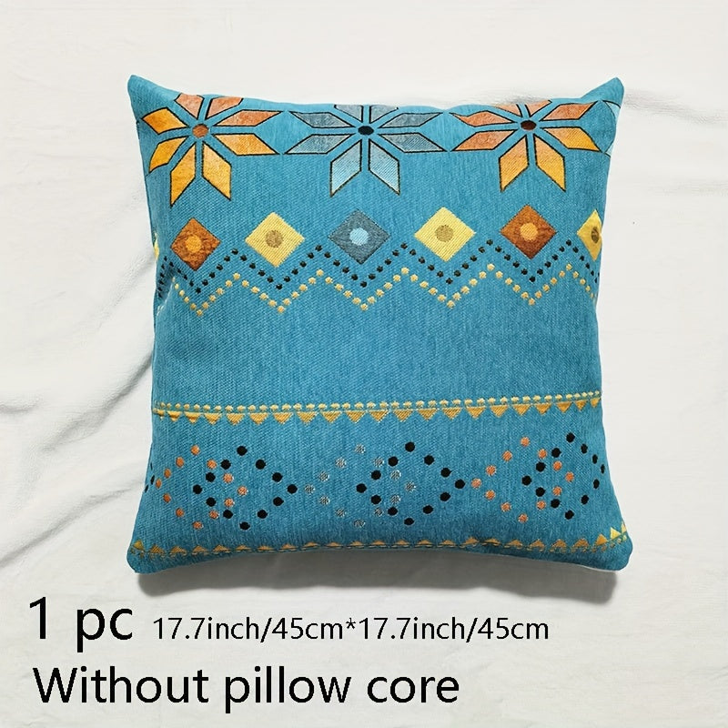 1pc Bohemian Chenille Sofa Slipcover, Geometric Pattern Non-slip Sofa Cover, Furniture Protector For Bedroom Office Living Room Home Decor