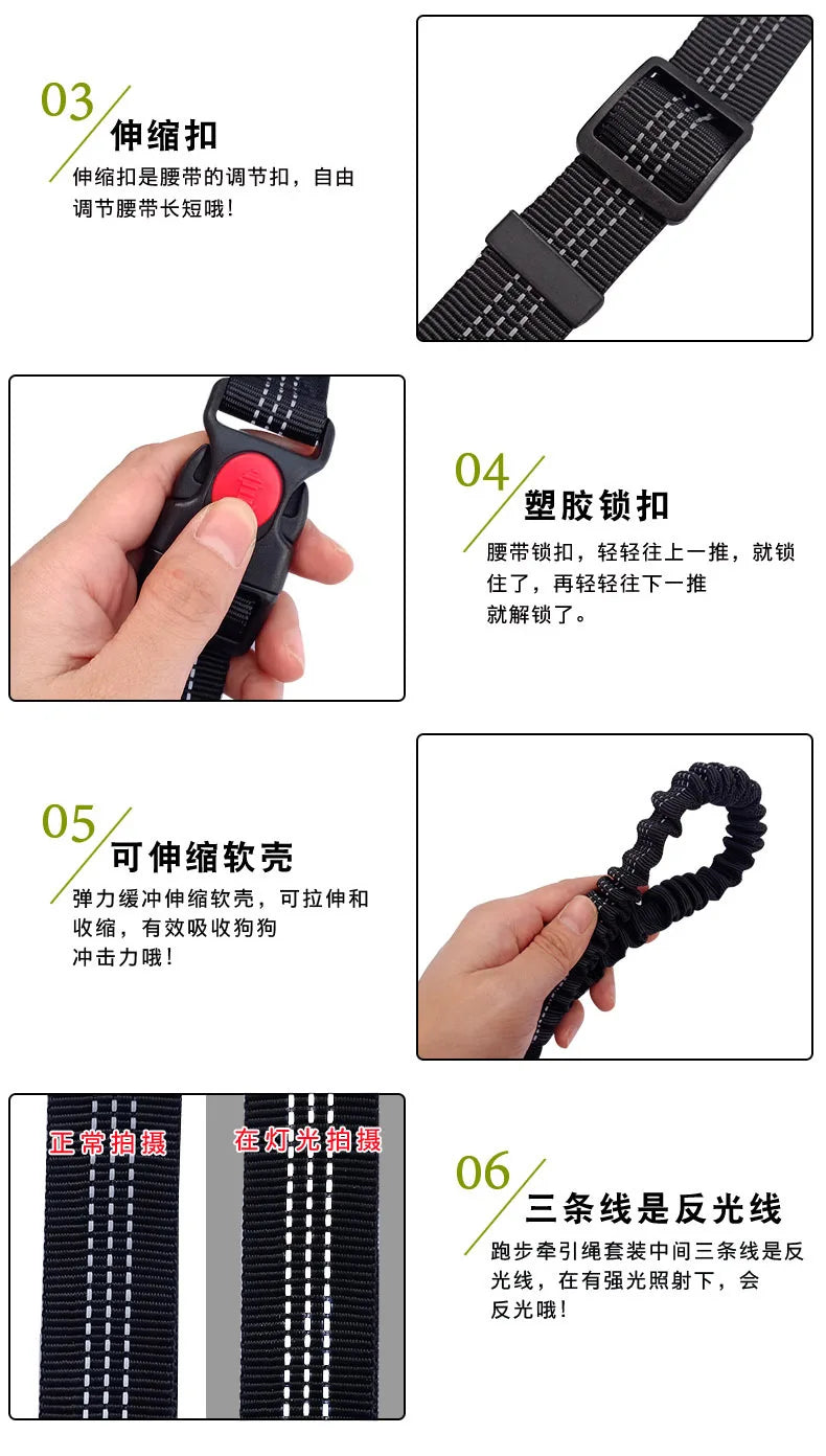 Hand Free Dog Leash for Pet Walking Running Jogging Adjustable Dog leash Waist Belt Chest Strap Traction Rope Dog Accessories
