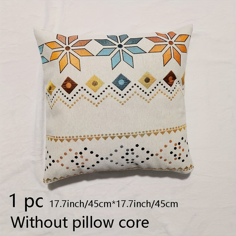 1pc Bohemian Chenille Sofa Slipcover, Geometric Pattern Non-slip Sofa Cover, Furniture Protector For Bedroom Office Living Room Home Decor