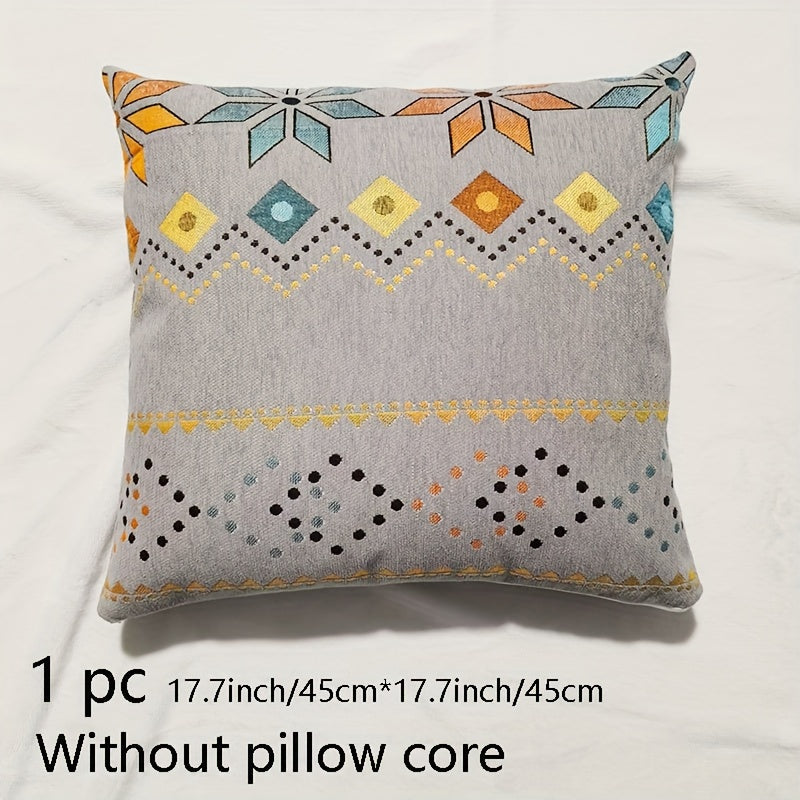 1pc Bohemian Chenille Sofa Slipcover, Geometric Pattern Non-slip Sofa Cover, Furniture Protector For Bedroom Office Living Room Home Decor