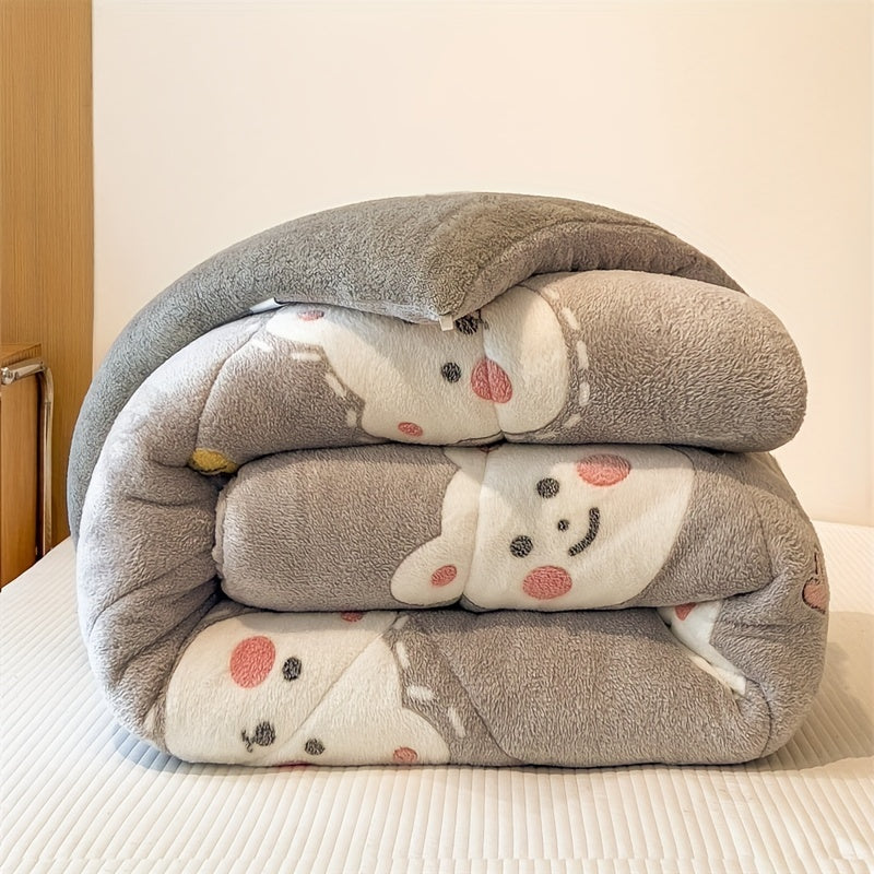 Bed cover,Ultra-Soft Plush Cartoon Quilt - Thick, Warm & Machine Washable for All Seasons - Cozy Bedding for Single to Double Beds