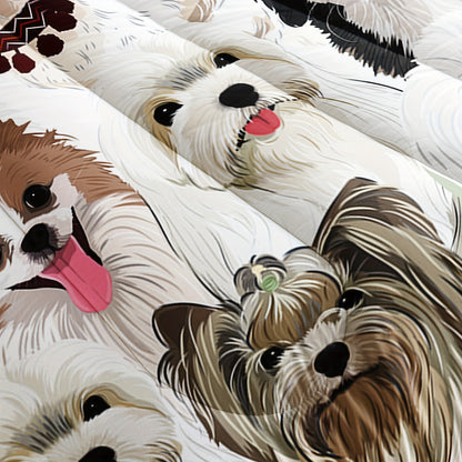 Cartoon Dog Comforter Set, Cute Dog Animals Bedding Set Soft Microfiber All Season (1 Comforter & 2 Pillowcases)