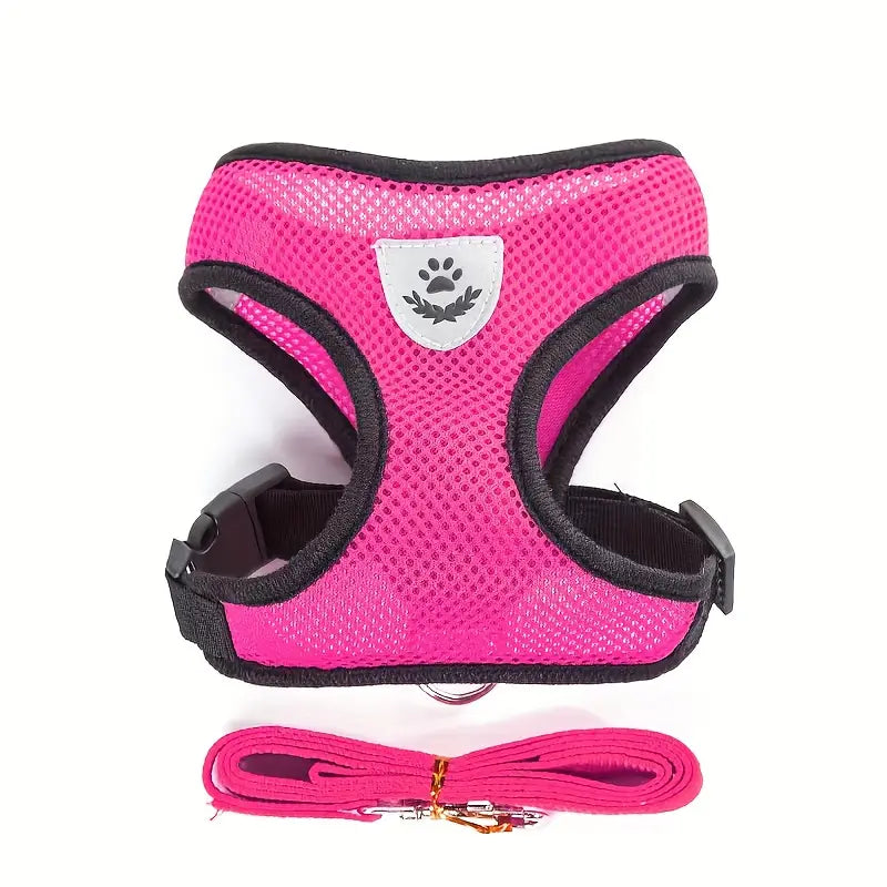 Reflective Pet Harness And Leash Set For Dogs And Cats