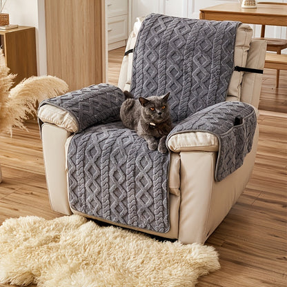 Thick, Warm Plush Recliner Slipcover - Cozy Non-Slip Sofa Cover for Living Room & Office Decor - Pet-Friendly, Machine Washable, Mixed Colors