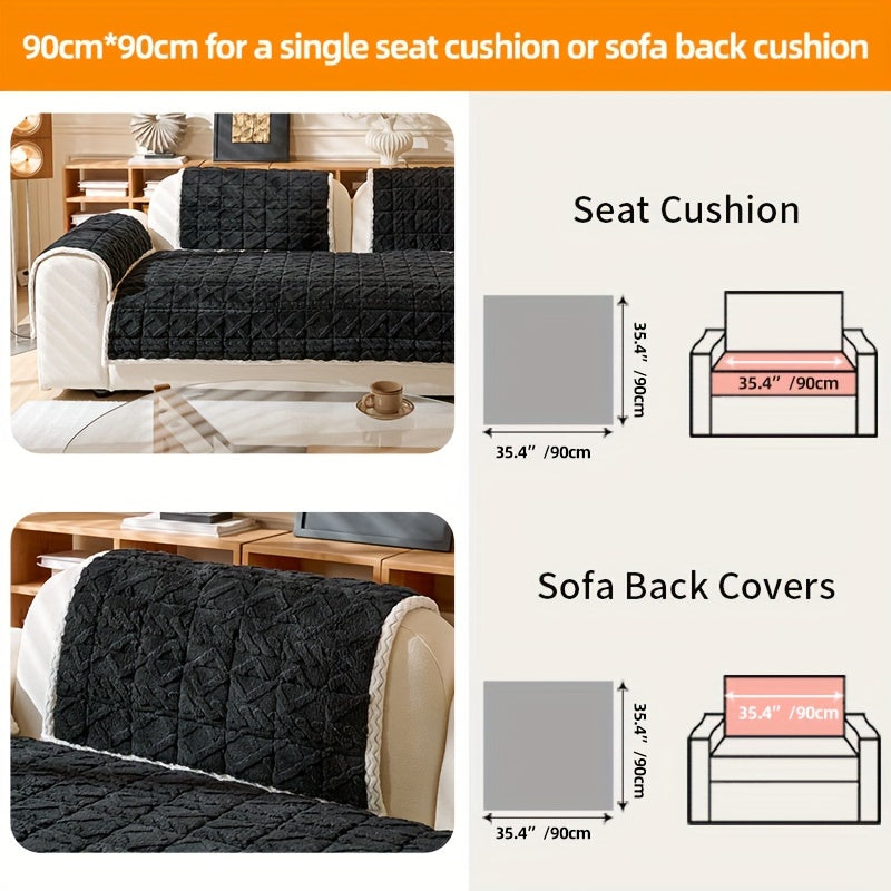 Boho Chic Plush Sofa Cover - Pet-Friendly, Stain & Slip Resistant, Machine Washable Couch Protector for 1-4 Seater Sofas, Thick Plush, Sofa Pad