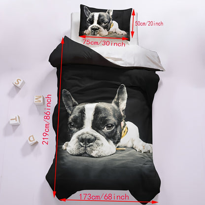 2/3pcs Duvet Cover Set (1 * Duvet Cover + 1/2 * Pillowcase, Without Core), Animal Themed Dog Bedding Set, 3D Printed Bedding Set, Soft And Comfortable Bedroom And Guest Room Duvet Cover