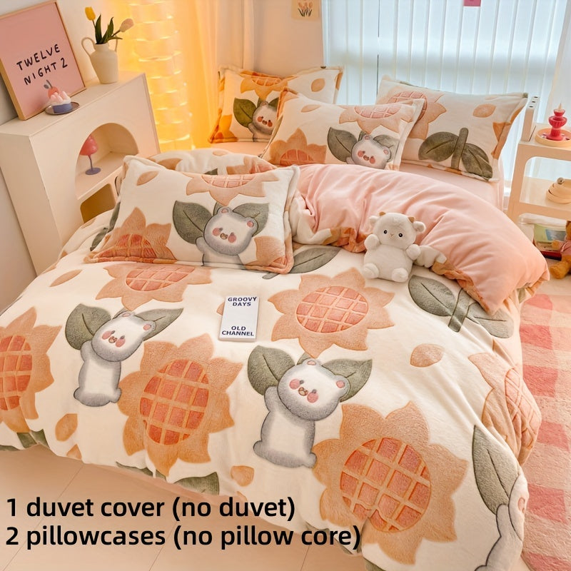 3pcs colorful strip duvet cover pillowcase three-piece plush four seasons thickened blanket blanket blanket warm warming snowflake velvet bedroom sofa living room boys and girls