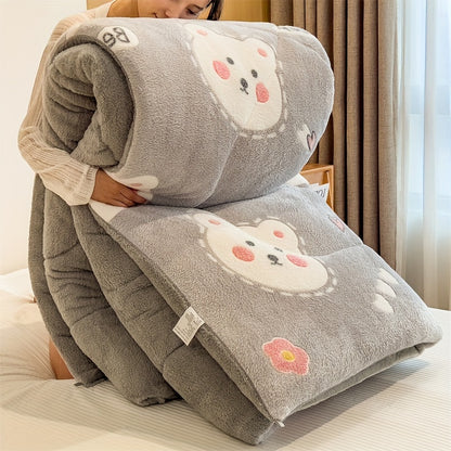 Bed cover,Ultra-Soft Plush Cartoon Quilt - Thick, Warm & Machine Washable for All Seasons - Cozy Bedding for Single to Double Beds