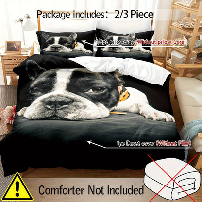 2/3pcs Duvet Cover Set (1 * Duvet Cover + 1/2 * Pillowcase, Without Core), Animal Themed Dog Bedding Set, 3D Printed Bedding Set, Soft And Comfortable Bedroom And Guest Room Duvet Cover