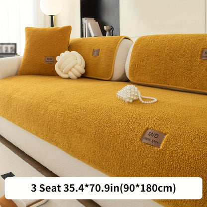 1pc Plush Sofa Slipcover/Pillowcase, Non-slip Sofa Cover, Thickened Couch Cover Four Seasons Universal Furniture Protector For Bedroom Office Living Room Home Decor