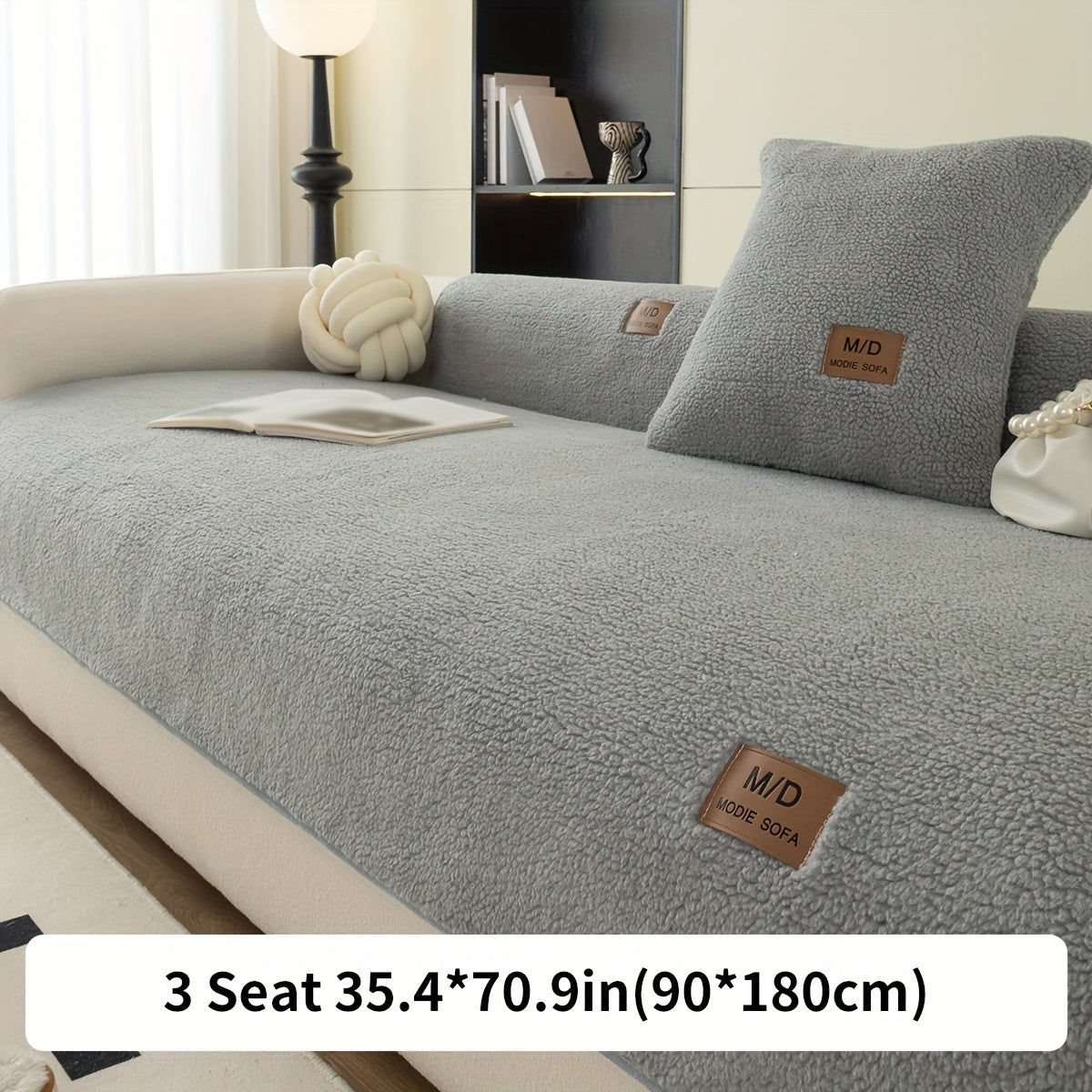 1pc Plush Sofa Slipcover/Pillowcase, Non-slip Sofa Cover, Thickened Couch Cover Four Seasons Universal Furniture Protector For Bedroom Office Living Room Home Decor