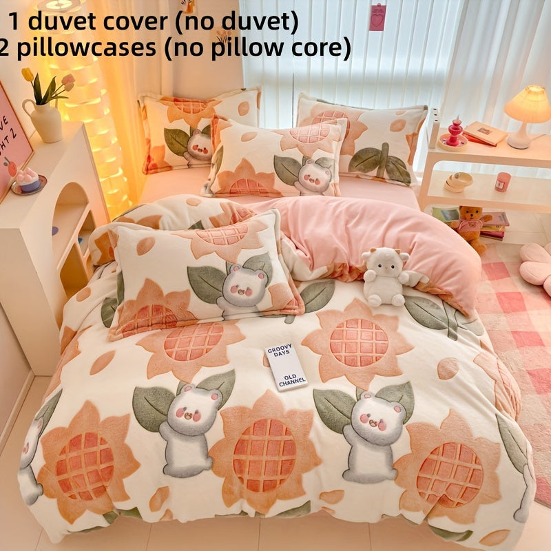 3pcs colorful strip duvet cover pillowcase three-piece plush four seasons thickened blanket blanket blanket warm warming snowflake velvet bedroom sofa living room boys and girls