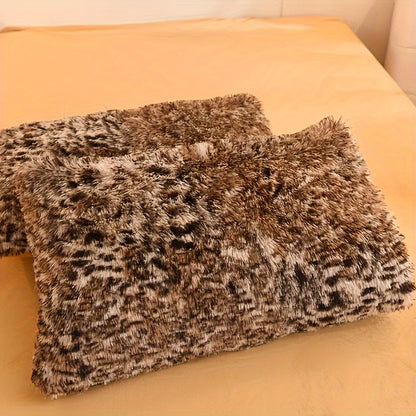 BED COVERS, [3pcs Luxurious Leopard Print Duvet] 3pcs Luxurious Leopard Print Faux Fur Duvet Cover Set, Fluffy Shaggy Duvet Cover With 2 Pillowcases (No Core), Ultra-Soft And Warm Duvet Set For Bedroom Decor