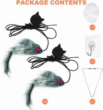 2 Pcs Self Play Hanging Door Cat Mouse Toys