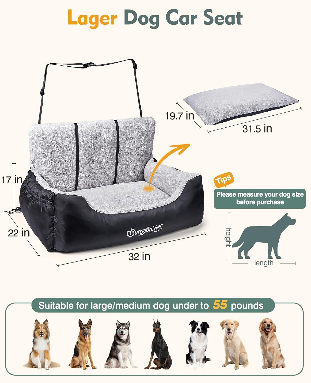 BurgeonNest Dog Car Seat for Small Dogs