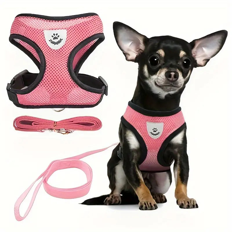 Reflective Pet Harness And Leash Set For Dogs And Cats