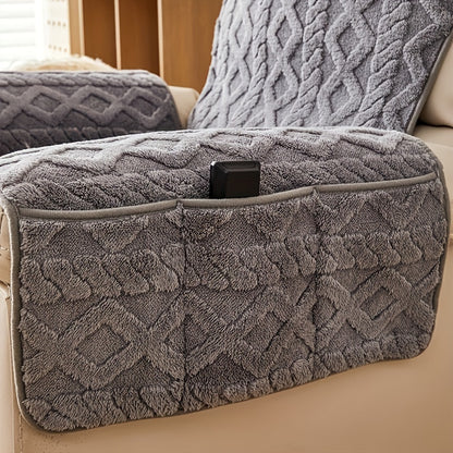 Thick, Warm Plush Recliner Slipcover - Cozy Non-Slip Sofa Cover for Living Room & Office Decor - Pet-Friendly, Machine Washable, Mixed Colors