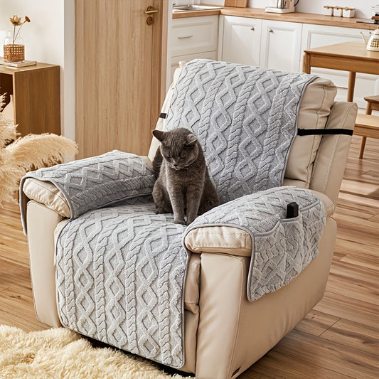 Thick, Warm Plush Recliner Slipcover - Cozy Non-Slip Sofa Cover for Living Room & Office Decor - Pet-Friendly, Machine Washable, Mixed Colors