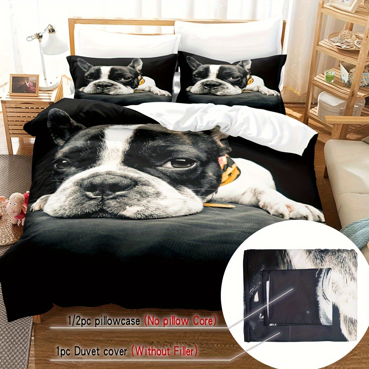 2/3pcs Duvet Cover Set (1 * Duvet Cover + 1/2 * Pillowcase, Without Core), Animal Themed Dog Bedding Set, 3D Printed Bedding Set, Soft And Comfortable Bedroom And Guest Room Duvet Cover