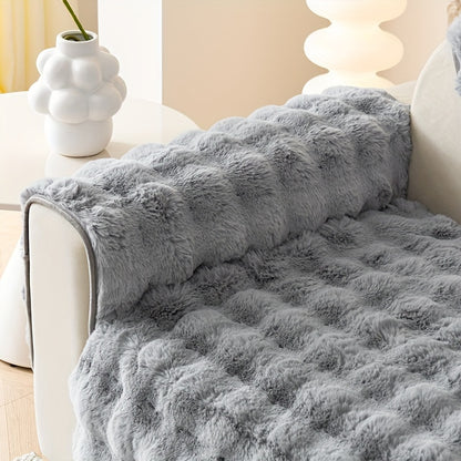 Luxurious Faux Rabbit Fur Sofa Cover - Soft, Thick Plush Slipcover for Cozy Winter Warmth - Pet-Friendly, Machine Washable - Fits Single to Four-Seater Sofas - Perfect for Living Room, Bedroom, Office Decor