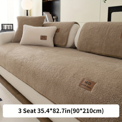 1pc Plush Sofa Slipcover/Pillowcase, Non-slip Sofa Cover, Thickened Couch Cover Four Seasons Universal Furniture Protector For Bedroom Office Living Room Home Decor