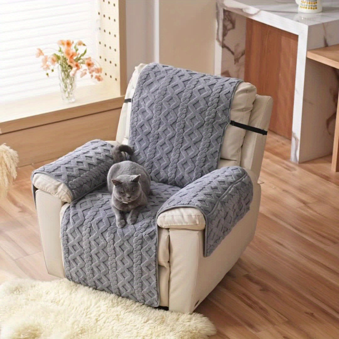 Thick, Warm Plush Recliner Slipcover - Cozy Non-Slip Sofa Cover for Living Room & Office Decor - Pet-Friendly, Machine Washable, Mixed Colors