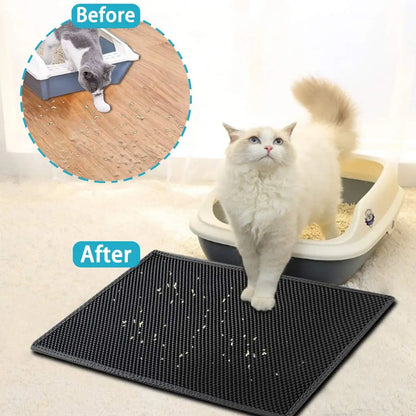 Cat Litter Mat Waterproof Urine Proof Kitty Litter Mat Honeycomb Double Layer Litter Box Mat Skidproof Soft EVA Cat Litter Mat