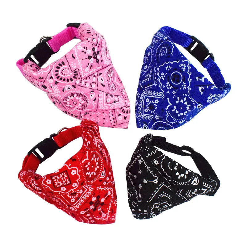 Cat Collar Lovely Adjustable S/M/L Size Dog Cat Necktie Pet Triangular Saliva Tie Scarf Dog Bandana Collar With PU Leather