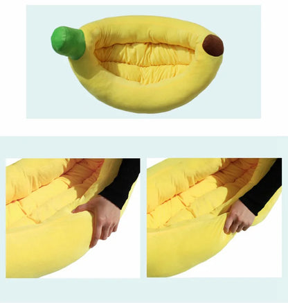 Dog Bed Yellow Banana Cute Soft Pet Bed for Dogs Cats Beds Sofa Warm Nest Creative Detachable Cats House All Seasons Suit