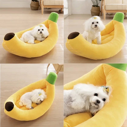 Dog Bed Yellow Banana Cute Soft Pet Bed for Dogs Cats Beds Sofa Warm Nest Creative Detachable Cats House All Seasons Suit