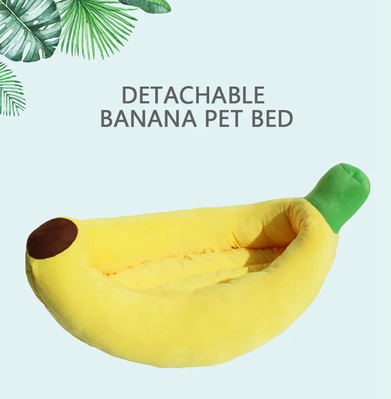 Dog Bed Yellow Banana Cute Soft Pet Bed for Dogs Cats Beds Sofa Warm Nest Creative Detachable Cats House All Seasons Suit