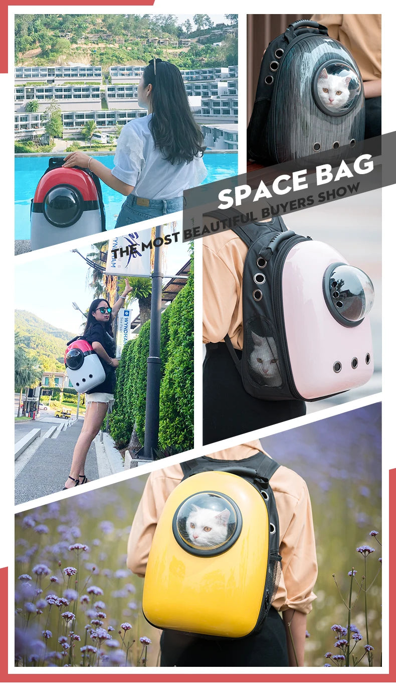 Cat Backpack Cat Carrier Fat Cat Bag Breathable Transport Travel Bag Dog Space Capsule Pet Capsule Astronaut Backpack For Pets