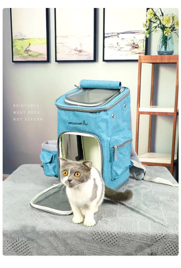 Travel bag sports backpack Portable collapsible breathable pet backpack medium cat dog out of the bag cat backpacks cosset bag