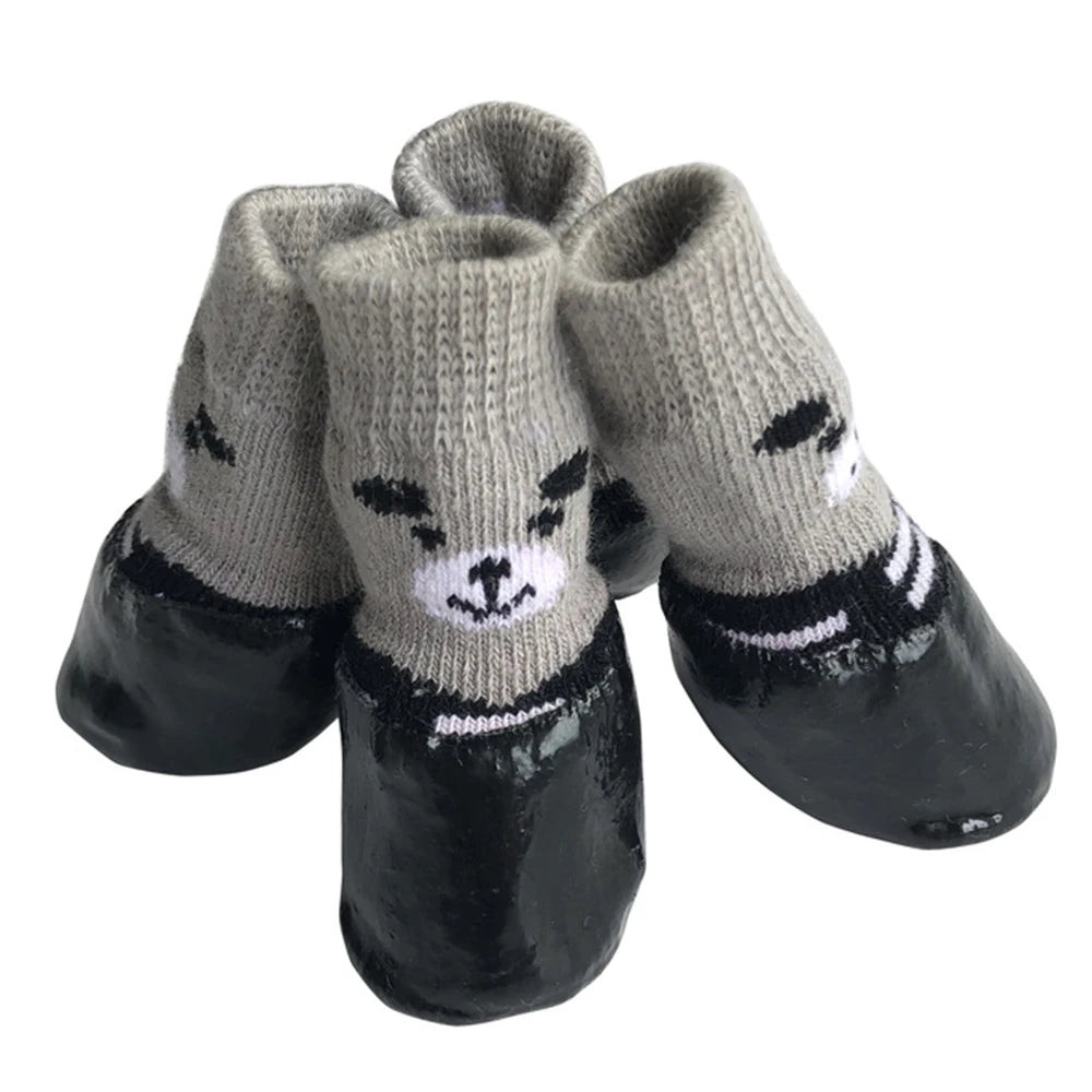 4pcs/lot Winter Warm Dog Socks Anti-Slip Rain Snow Boots Waterproof Puppy Chihuahua Dogs Shoes Booties for Small Large Dogs