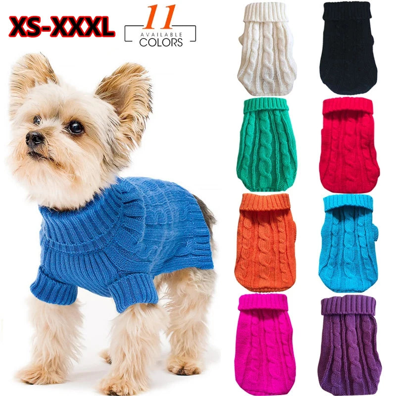 Small Medium Pet Dog Sweaters Winter Pet Clothes Warm Sweater Coat Outfit for Cats Clothes Woolly Soft Dog T Shirt Jacket