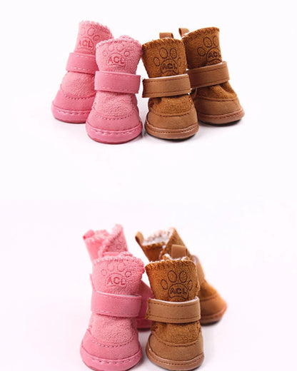 4pcs/set Pet Dog Shoes Winter Warm Shoes for Small Medium Dogs Anti-slip Puppy Rain Snow Boots Footwear Cat Dog Walking Sneakers