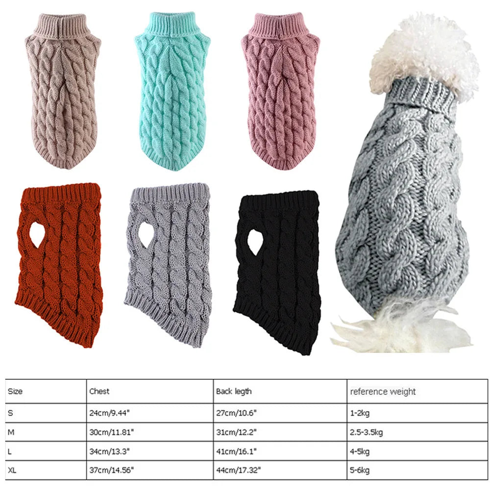 New Pet Small Pet Dog Clothes Sweater Fashion Autumn Winter Solid Fried Dough Twists Knitting Warm Comfort Clothing