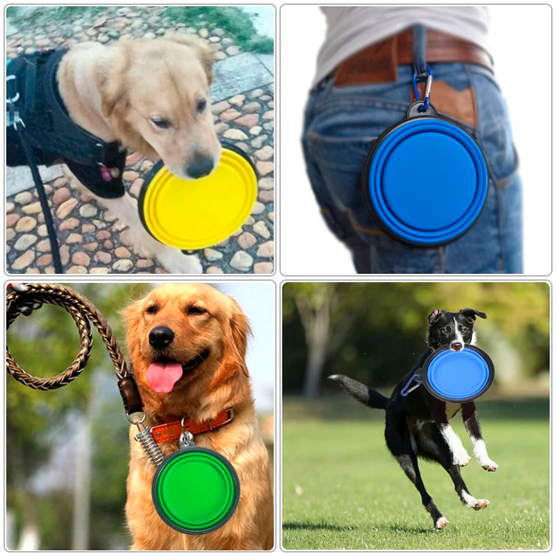 1000ML Collapsible Pet Silicone Dog Food Water Bowl Outdoor Camping Travel Portable Folding Pet Bowl Dishes add Carabiner D0013A