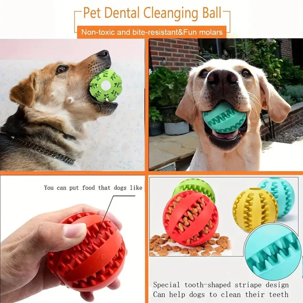 Pet Toy Tooth Cleaning Ball Bite Resistant Small, Medium and Large Dog Food Leakage Toy Relief Molar Elastic Ball