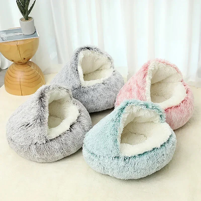 cats bag, Winter Plush Pet Cat Bed Round Cat Cushion Cat House 2 In 1 Warm Cats Basket Pet Sleep Bag Kitten Nest Kennel for Small Dog Cats