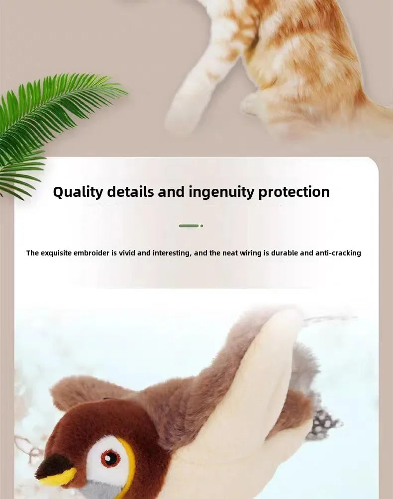 Hot Cat Interactive Toys Catnip Electric Pat Bird (with Catnip) Dog Cats Touch-Activated Squeaky Plush Toy Pet USB Rechargeable