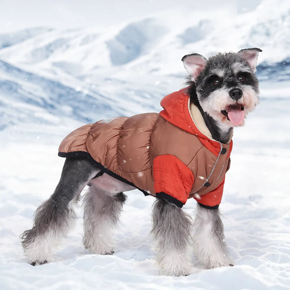 Winter Dog Hooded Coat Thicken Warm Polar Fleece Lining Dog Clothes Windproof Waterproof Dogs Puffer Coats Pet Dogs Cotton Coat