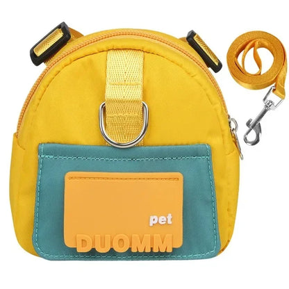 Pet Backpack With Harness Collar Outdoor Travel Portable Dog Training Treat Pouch Puppy Snack Reward Waist Bag Dogs Poop Bags