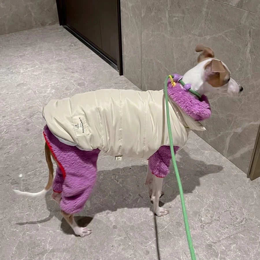 Fashion Italy Greyhound Jacket White Puple Button-up Warm Thick Vest Whippet Clothes Windproof Coat for Terrier Dogs