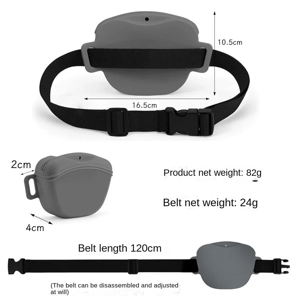 Paketa e re e belit për trajnimin e qenve silikoni del jashtë Çanta portative për ushqim për qentë në formë diagonale për kafshët shtëpiake Çanta e vogël për qentë e papërshkueshme nga uji