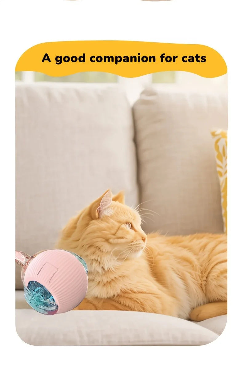 Cat Interactive Ball Toy Automatic Rolling Ball with Tail Rechargeable Smart Pet Interactive Toy Intelligent Mouse for Cat