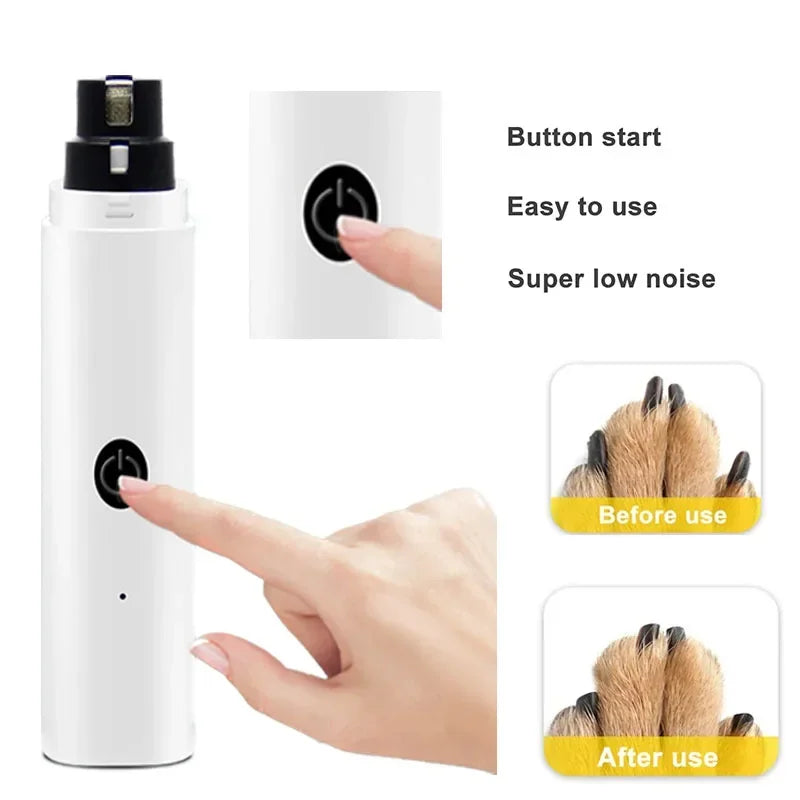 Electric Dog Nail Clippers for Dog Nail Grinders Rechargeable USB Charging LED Light Pet Quiet Cat Paws Nail Grooming Supplies