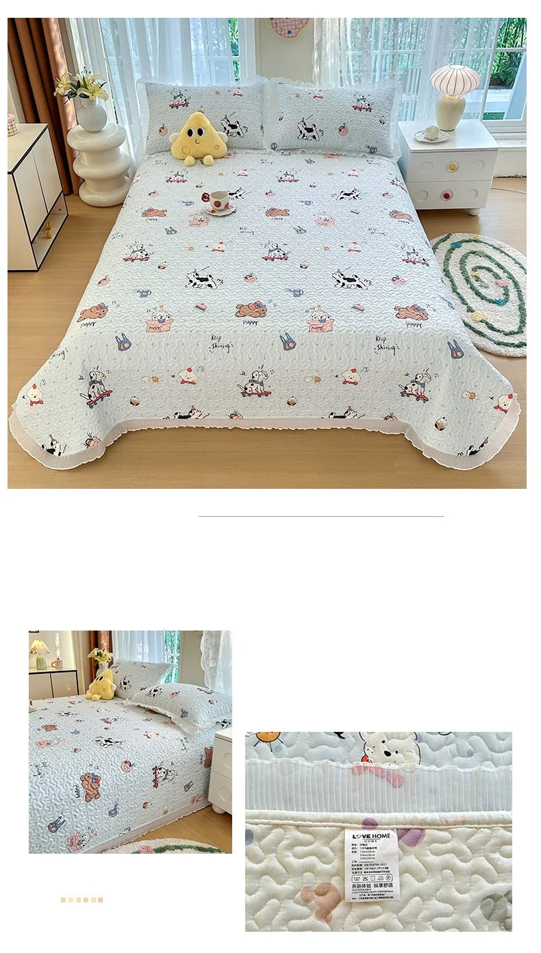 Bed cover,Thicken Bed Cover Floral Style Bedspread Home Bed Linen Double Bedspreads Adults Kids Room Bedsheet cubrecama (No Pillowcase)