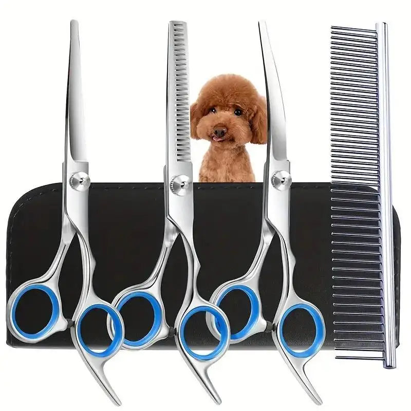 Pet Safe Scissors - Ambidextrous Stainless Steel Dog Grooming Shears with Safe, Round Head for Precision Trimming